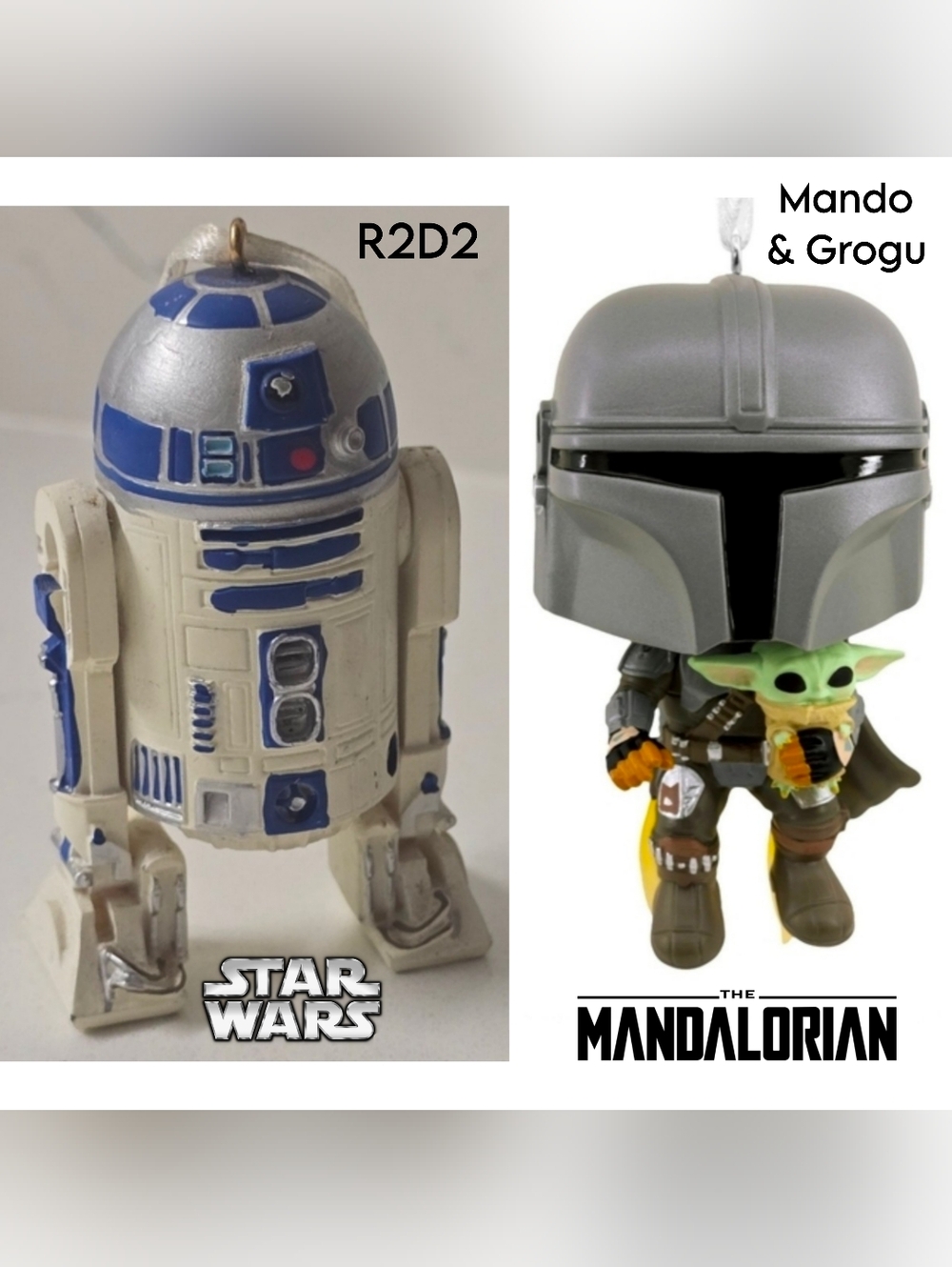 R2-D2 & Mandilorian Star Wars Ornaments 2Pk